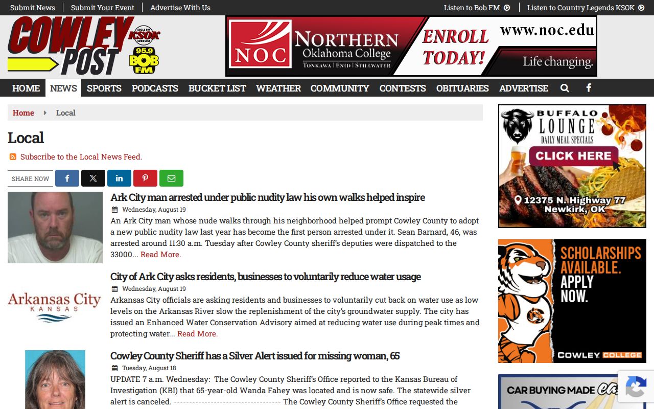 Cowley County crime news records on Cowley Post