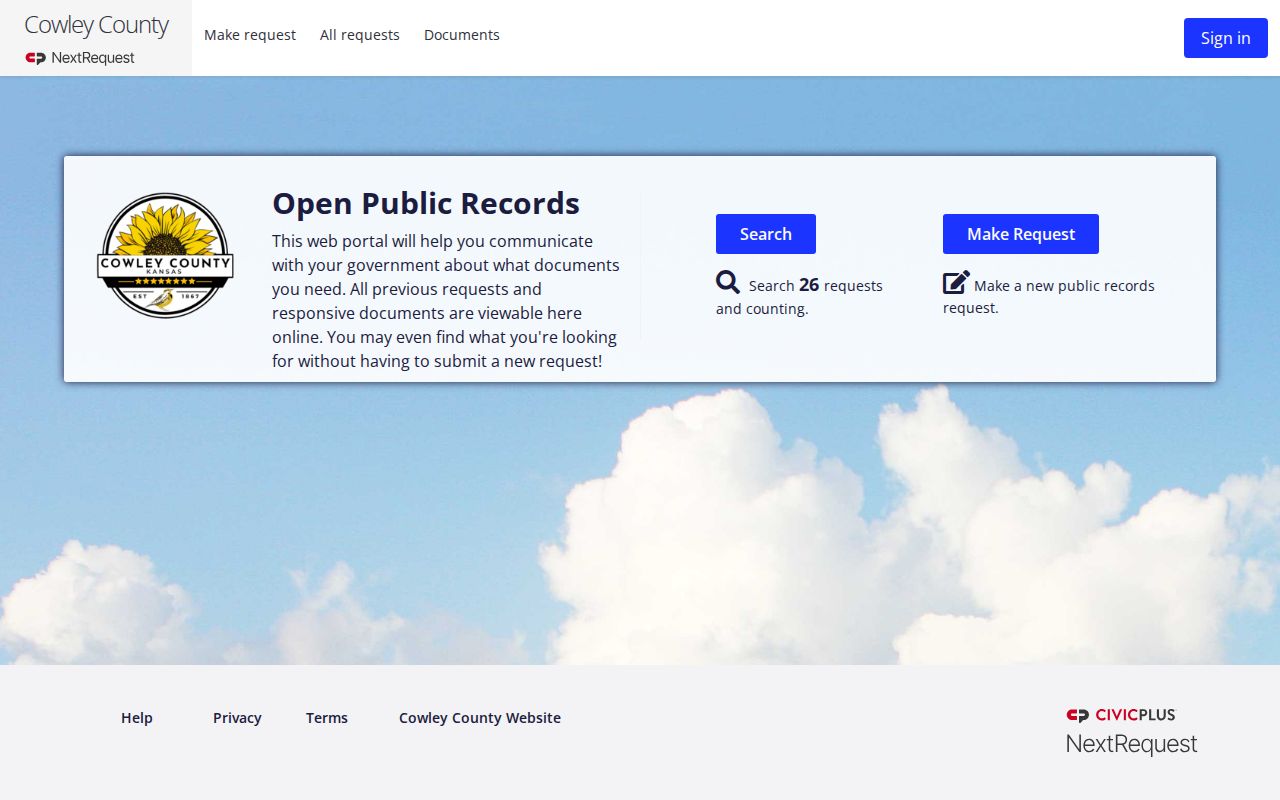 Cowley County booking record request portal